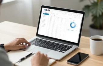 Conversion rate optimization audit process shown through website analytics, funnels, and user experience data on a laptop screen in a professional workspace