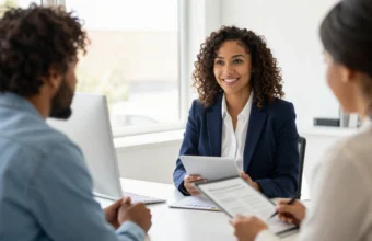 Couple consulting with FHA-approved lender about North Carolina home loan eligibility and application process