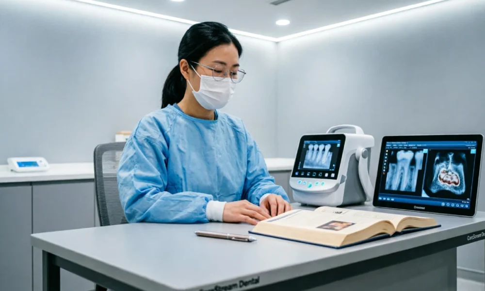 Dentist attending a continuing education for dentists training workshop