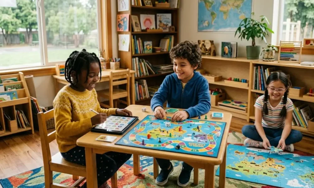 Children experiencing the benefits of educational games through play