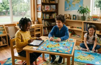 Children experiencing the benefits of educational games through play