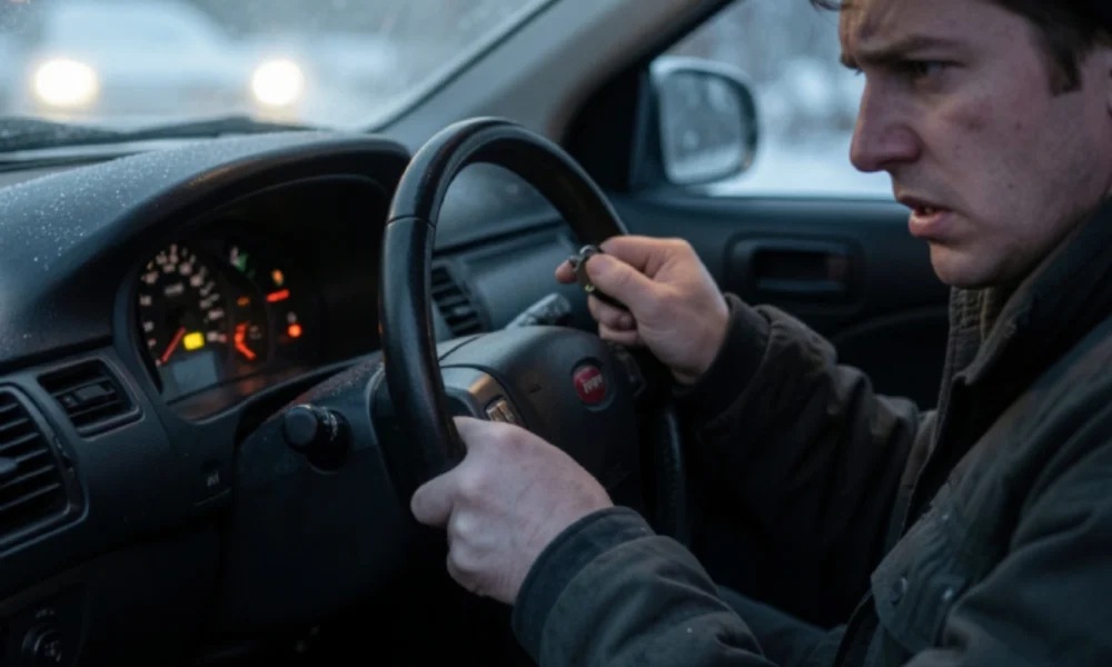 car struggling to start with weak battery and dim dashboard lights