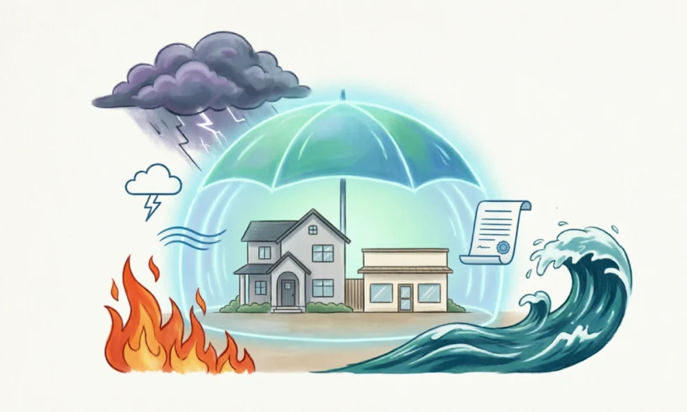 Climate risk insurance coverage protecting homes from floods and storms