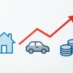 Inflation affects loan rates chart showing rising interest costs on mortgages and loans