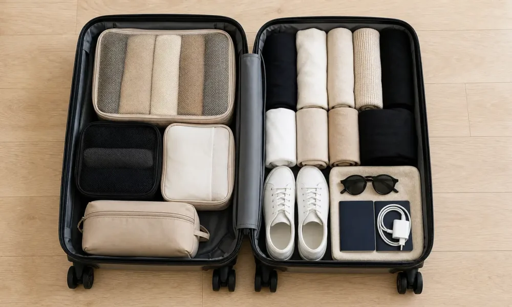 pack carry-on bag neatly for a one-week trip