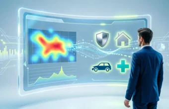 predictive analytics in insurance dashboard showing risk data and AI charts